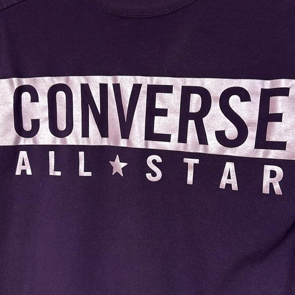 Super Cute Purple Converse T-shirt with shiny lettering and stars, L, 12 / 13 Yr - Picture 4 of 7